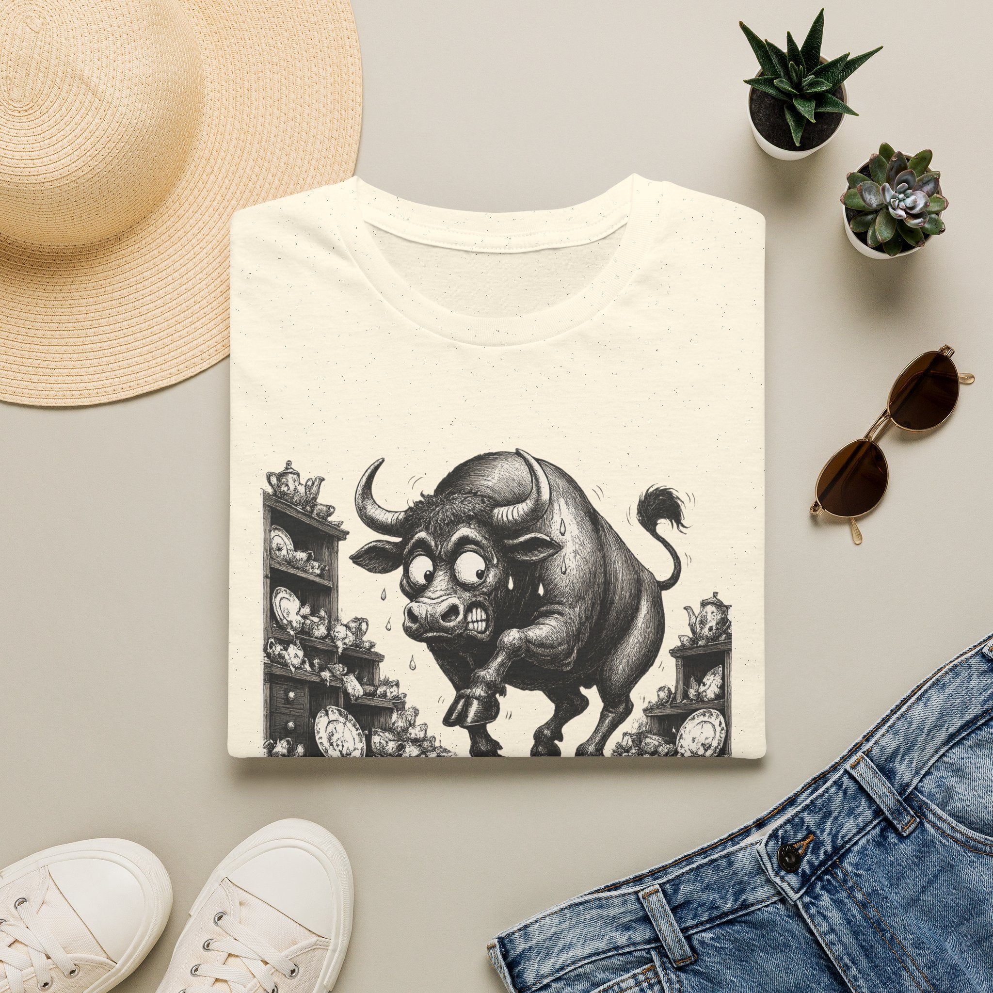 Bull Mushroom Graphic Tee — "I've Really Mellowed." Funny Surreal Illustration T-Shirt