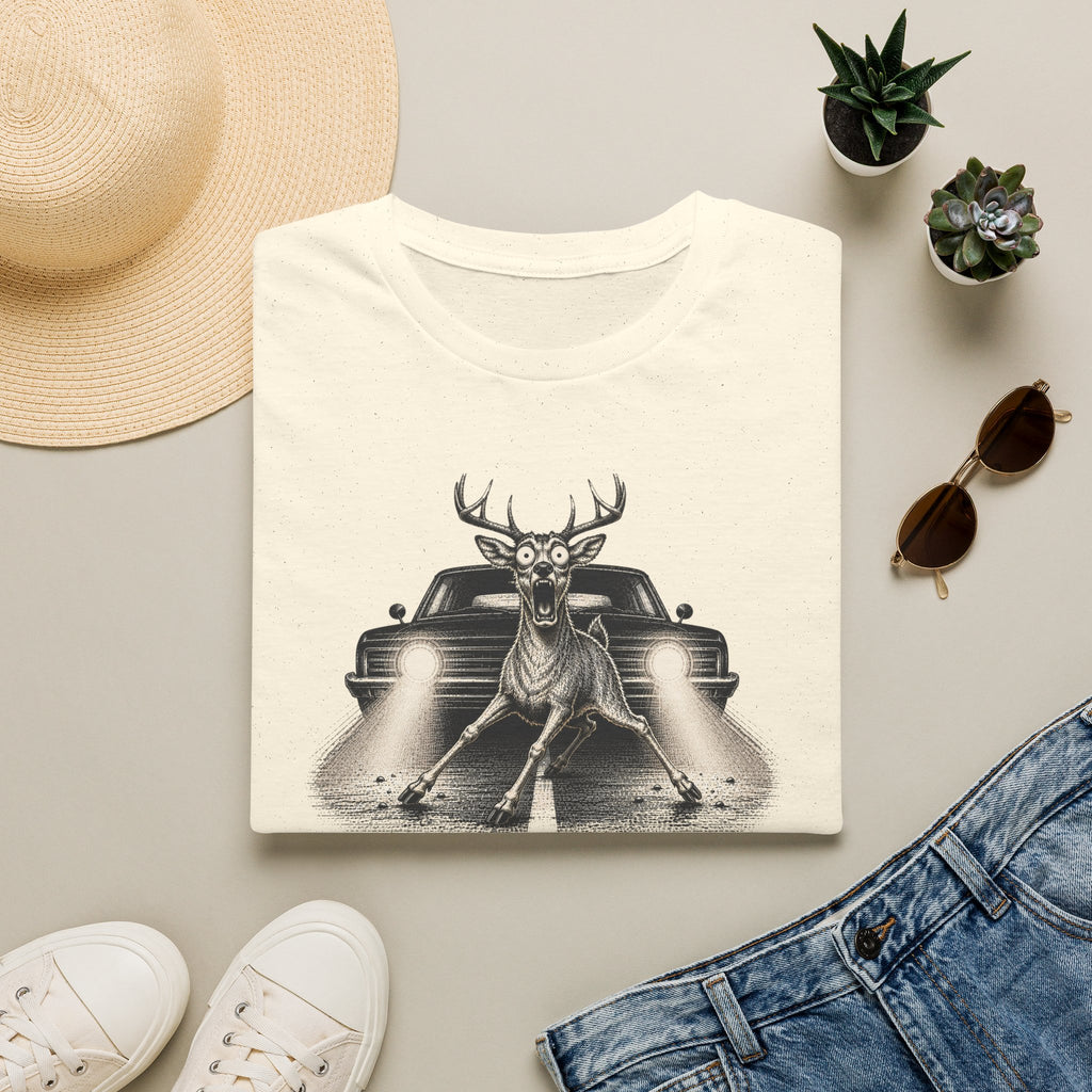 Adaptive Deer T‑Shirt — Vintage Stag Headlights Graphic Tee
