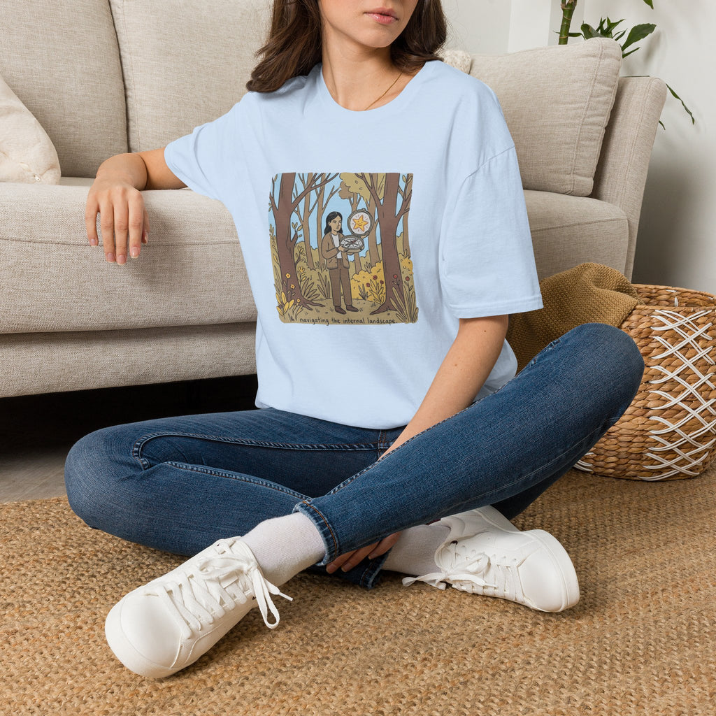 Sheriff Badge Forest Tee — Retro Ranger Woman Holding Star Badge