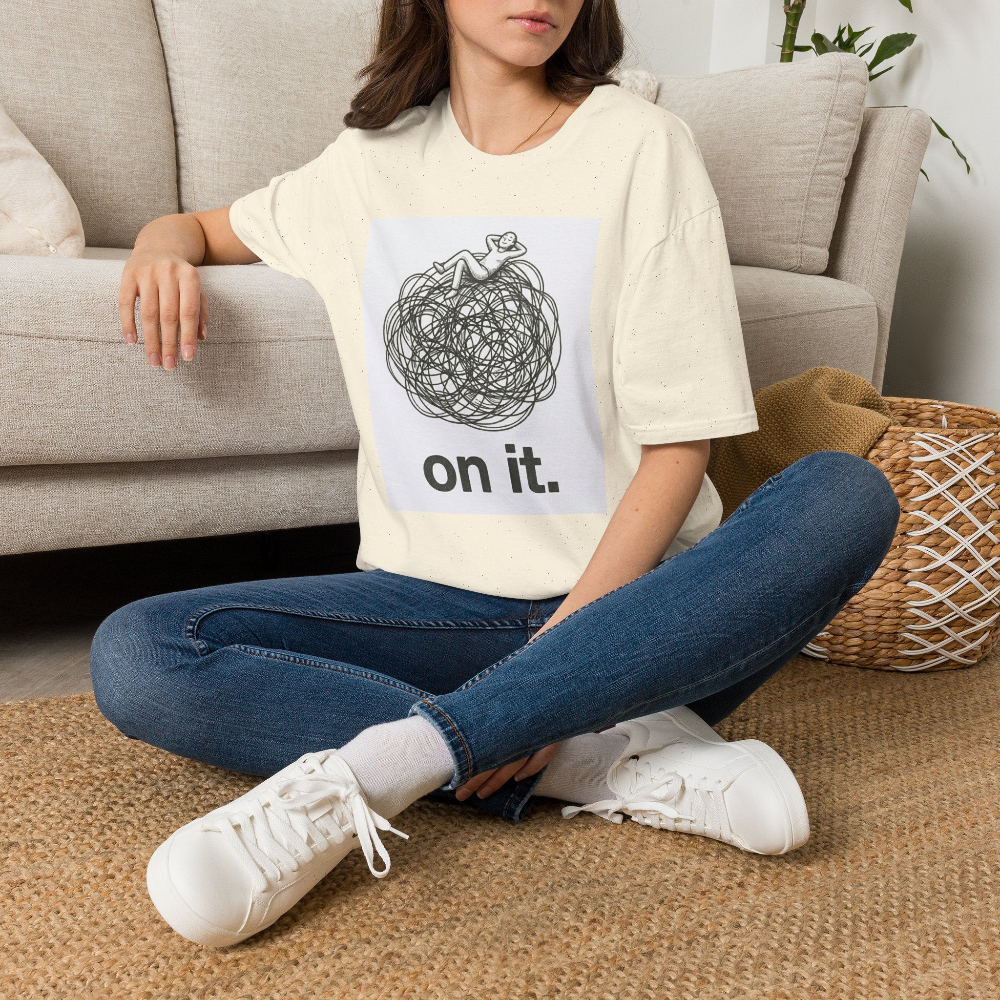 'On It.' Relaxed Scribble Graphic Tee