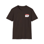 T-Shirt — 'Hello My Name Is FINE' Minimal Pocket Sticker Graphic