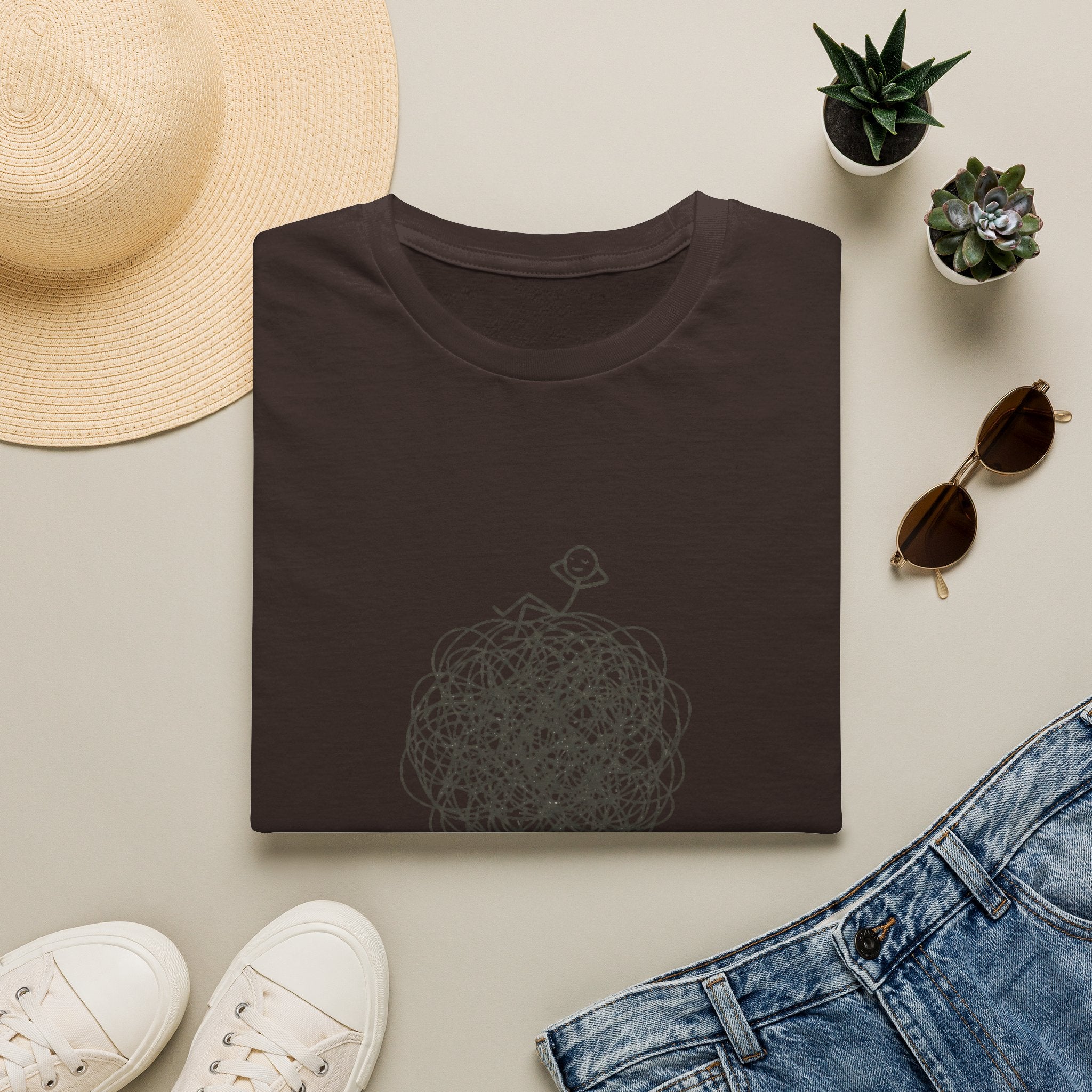 Minimal 'On It' Scribble Illustration Tee (Relaxed, Relatable Humor)
