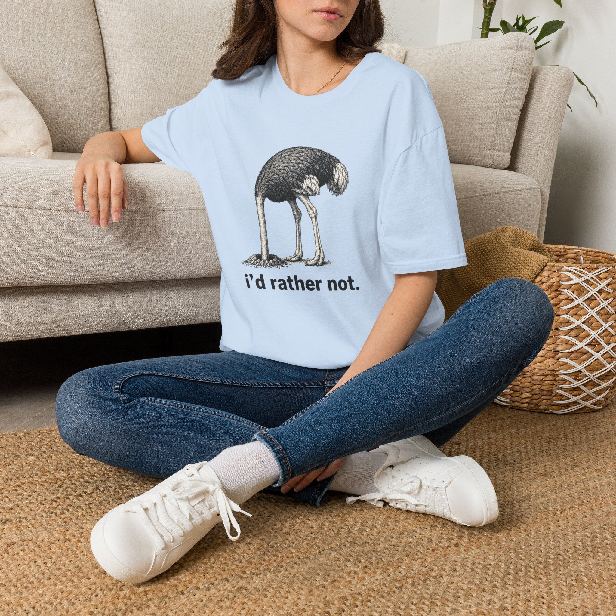 Emu 'I'd Rather Not.' T-Shirt — Funny Ostrich/Emu Graphic Tee
