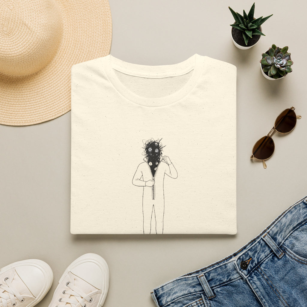 T-Shirt — Minimalist Surreal Figure with Starburst Head Illustration