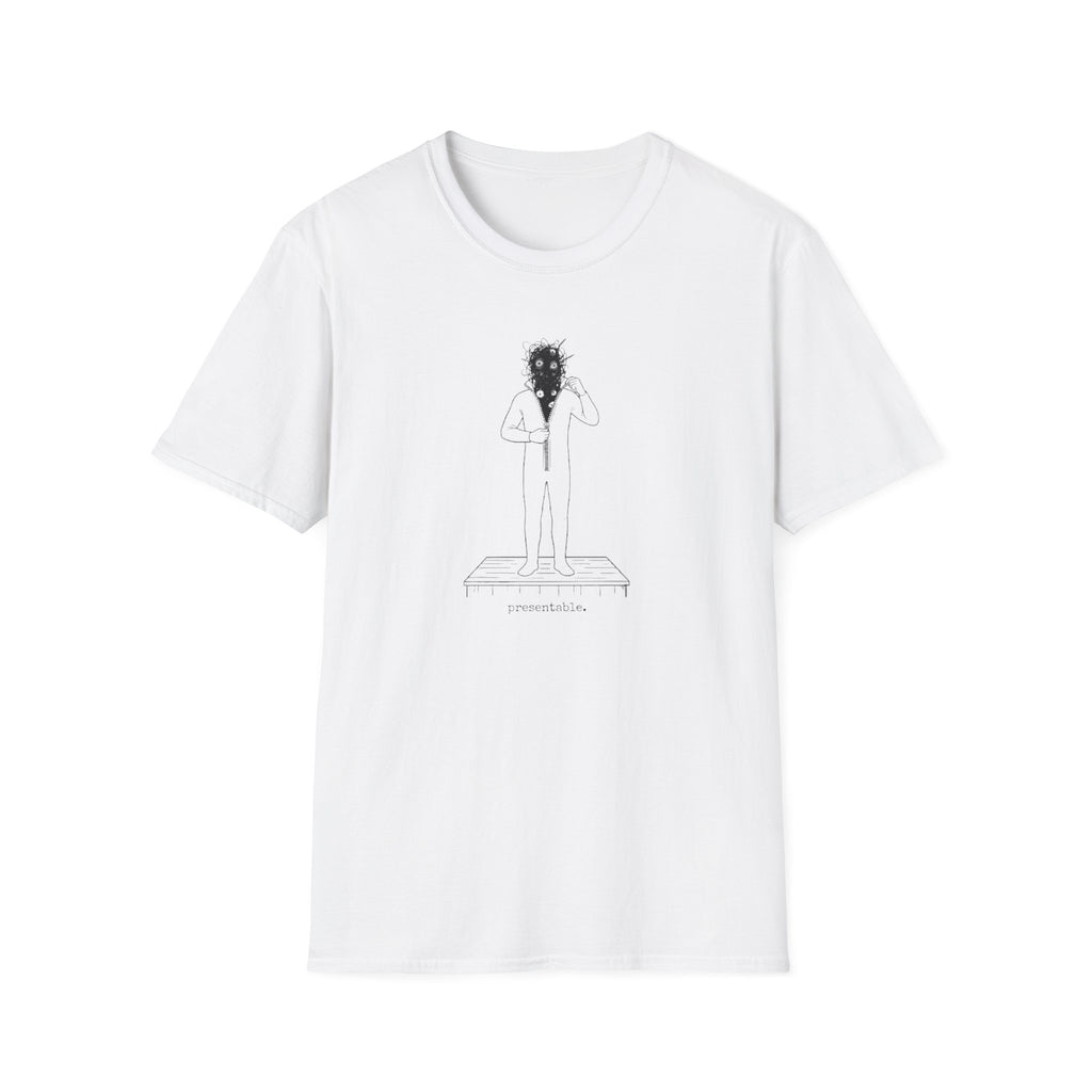 T-Shirt — Minimalist Surreal Figure with Starburst Head Illustration