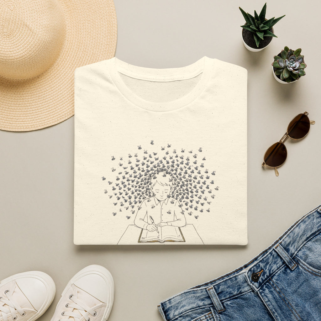 Mindful Reader Illustration Tee (Girl Reading with Butterflies)