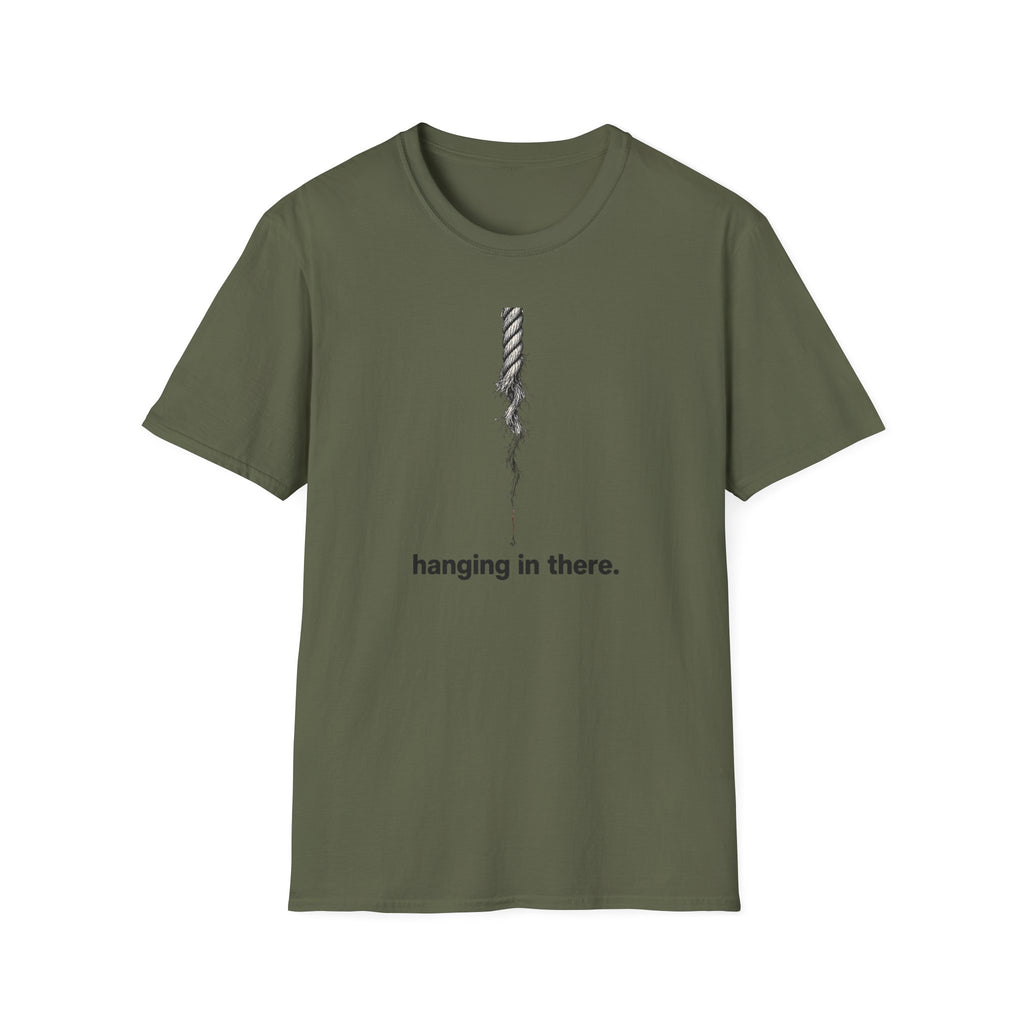 Hanging in There T-Shirt — Minimal Frayed Rope Mental Health Awareness Tee