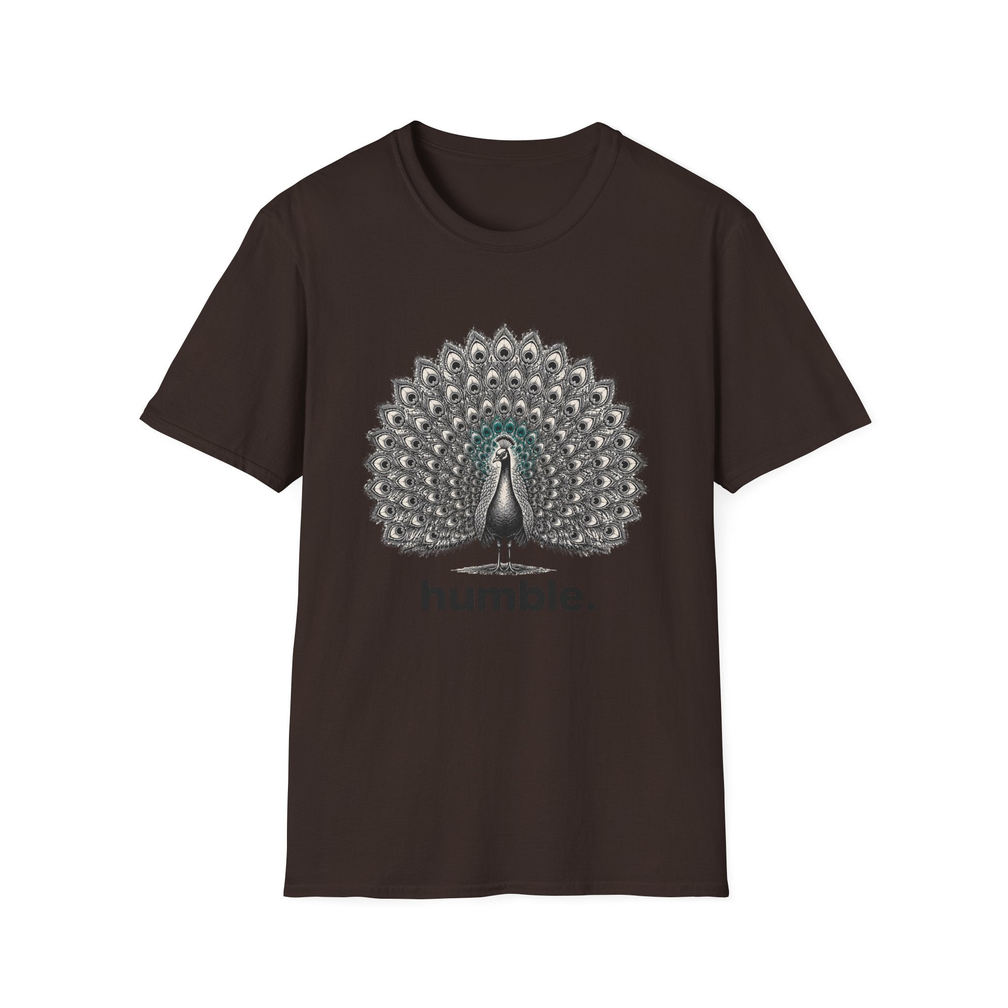 Peacock 'Humble' T-Shirt — Elegant Feather Mandala Graphic Tee