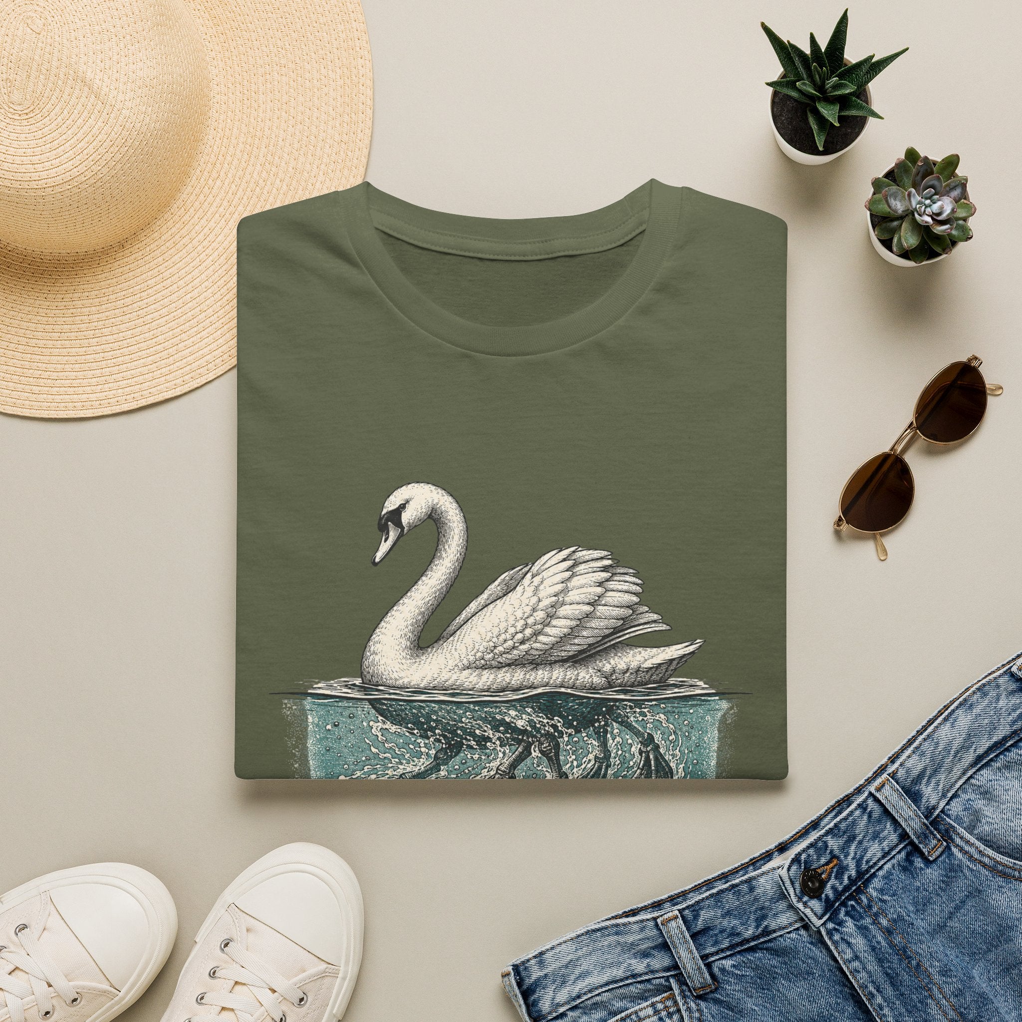 Swan "Effortless" T-Shirt — Serene Swan Graphic Tee