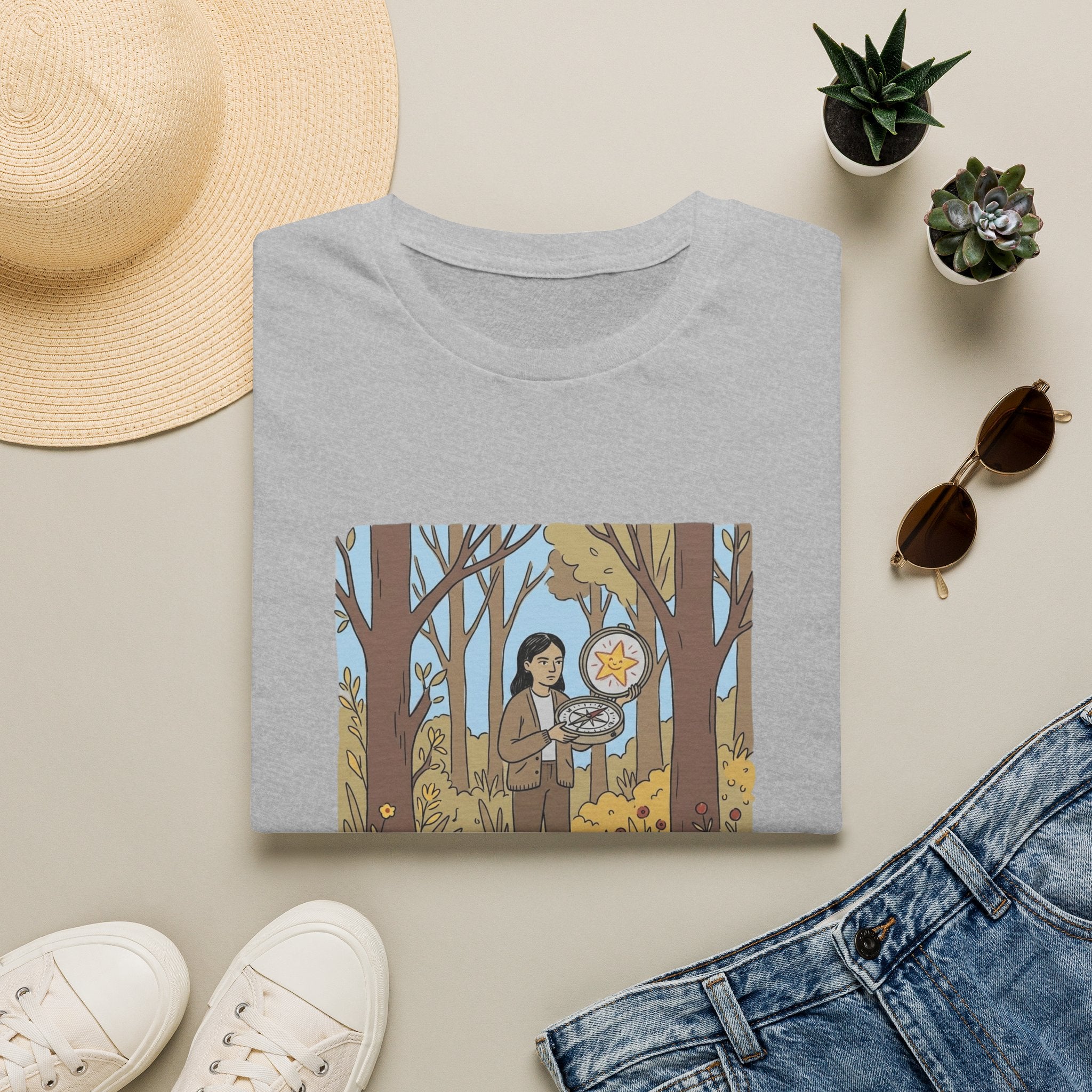 Sheriff Badge Forest Tee — Retro Ranger Woman Holding Star Badge