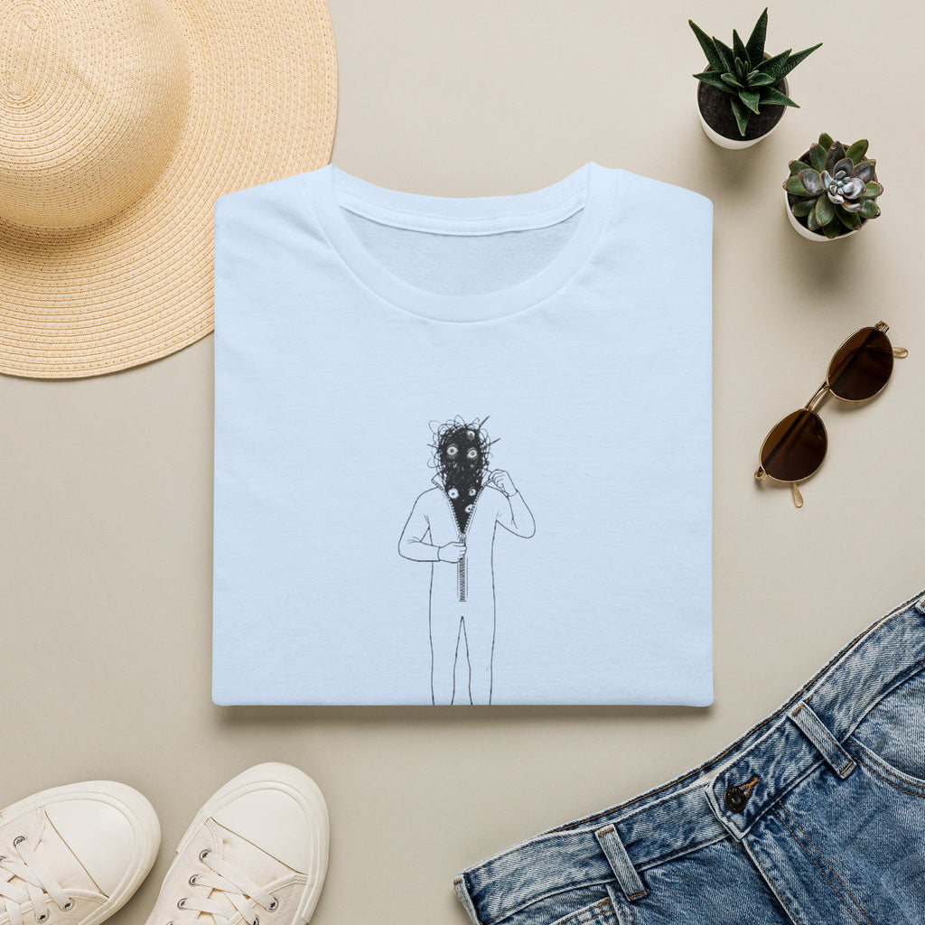 T-Shirt — Minimalist Surreal Figure with Starburst Head Illustration