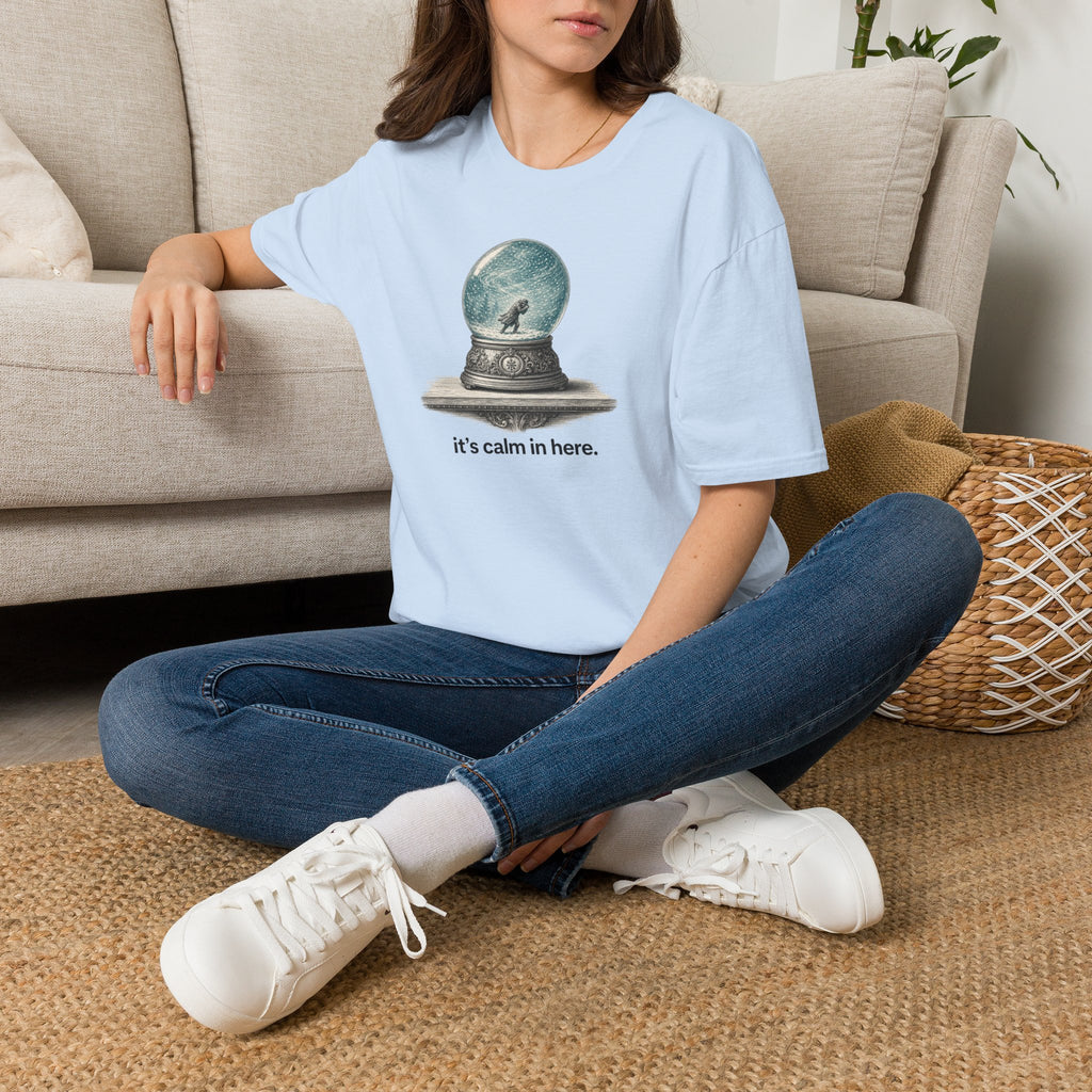 Snow Globe T‑Shirt — “It’s calm in here.” Cozy Winter Graphic Tee