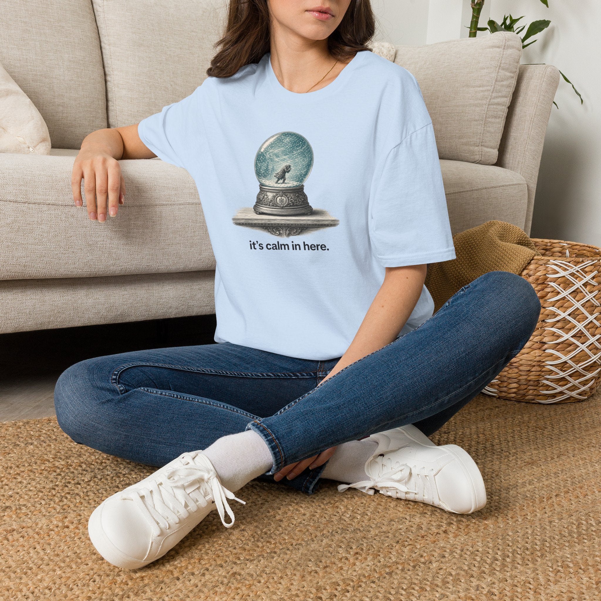 Snow Globe T‑Shirt — “It’s calm in here.” Cozy Winter Graphic Tee