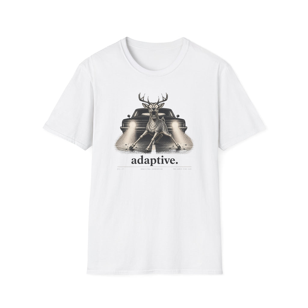 Adaptive Deer T‑Shirt — Vintage Stag Headlights Graphic Tee