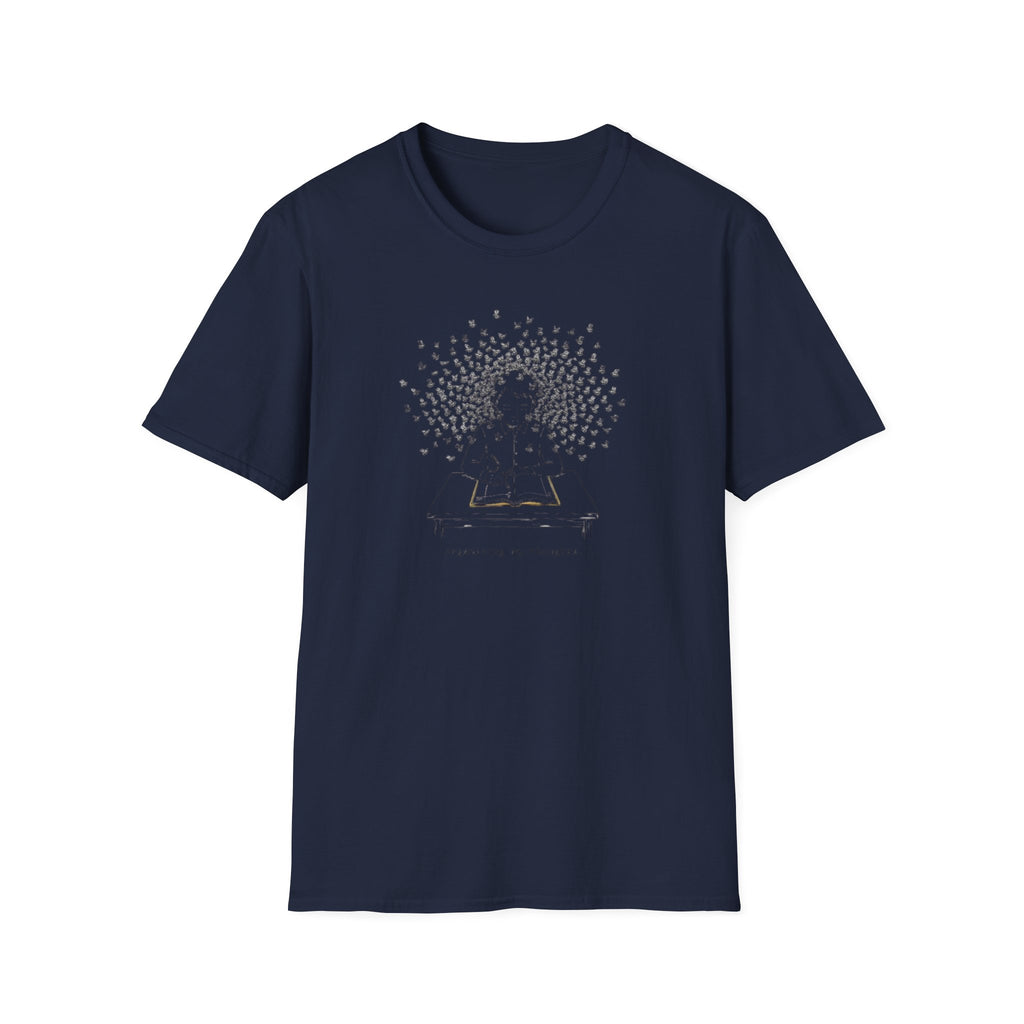 Mindful Reader Illustration Tee (Girl Reading with Butterflies)