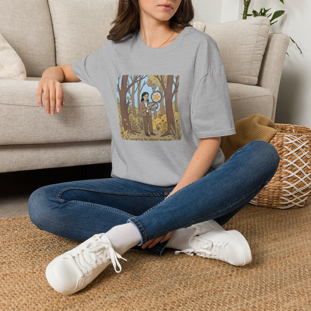 Sheriff Badge Forest Tee — Retro Ranger Woman Holding Star Badge