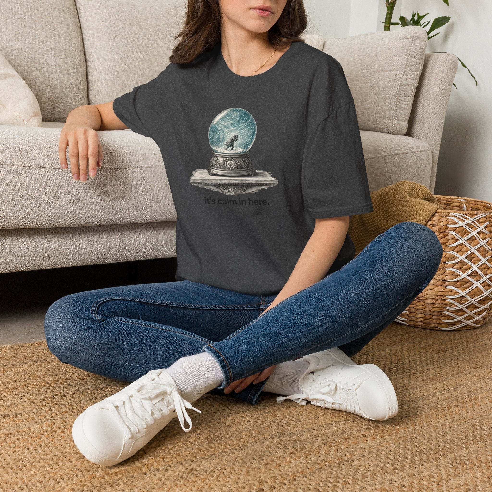 Snow Globe T‑Shirt — “It’s calm in here.” Cozy Winter Graphic Tee