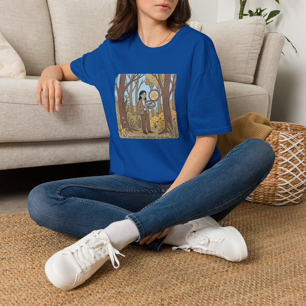 Sheriff Badge Forest Tee — Retro Ranger Woman Holding Star Badge