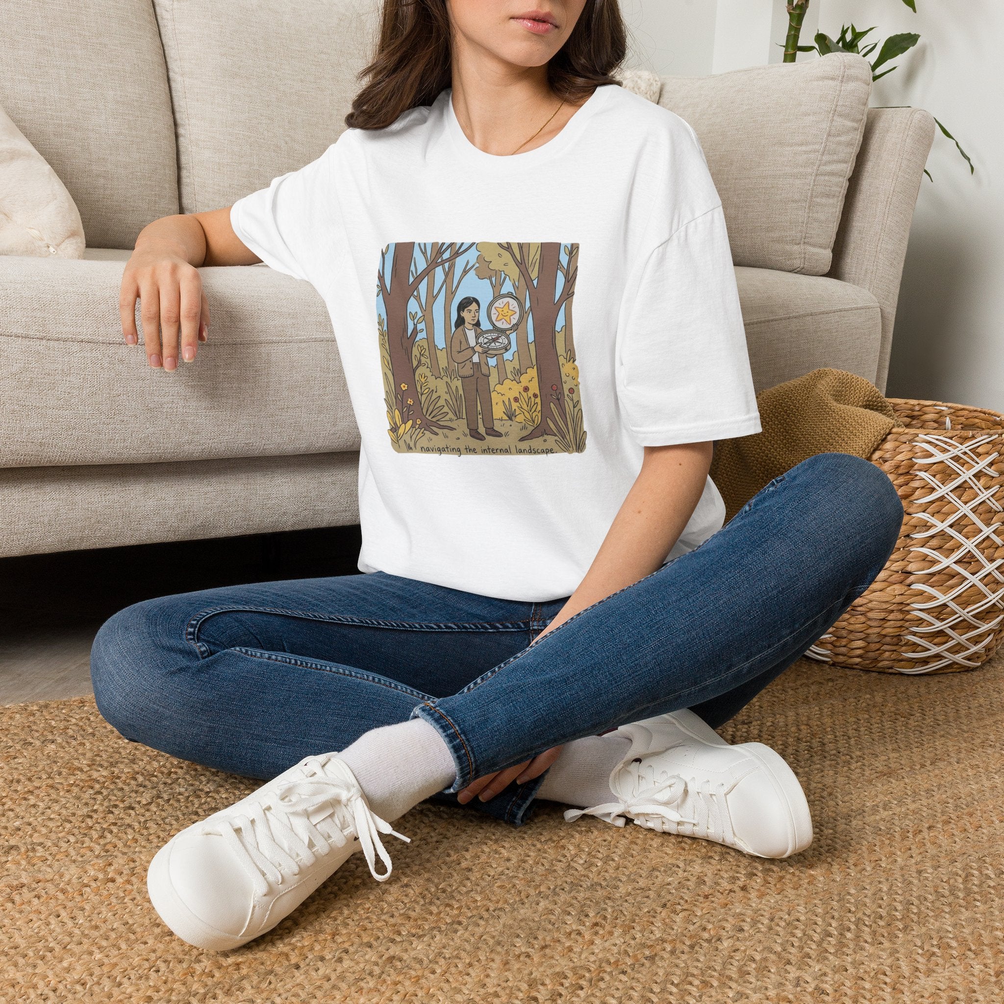 Sheriff Badge Forest Tee — Retro Ranger Woman Holding Star Badge