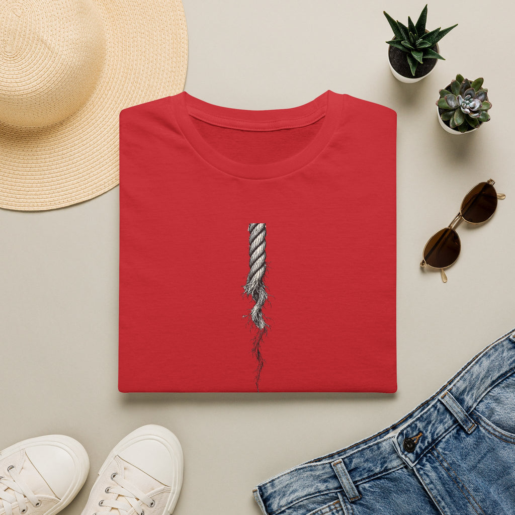 Hanging in There T-Shirt — Minimal Frayed Rope Mental Health Awareness Tee