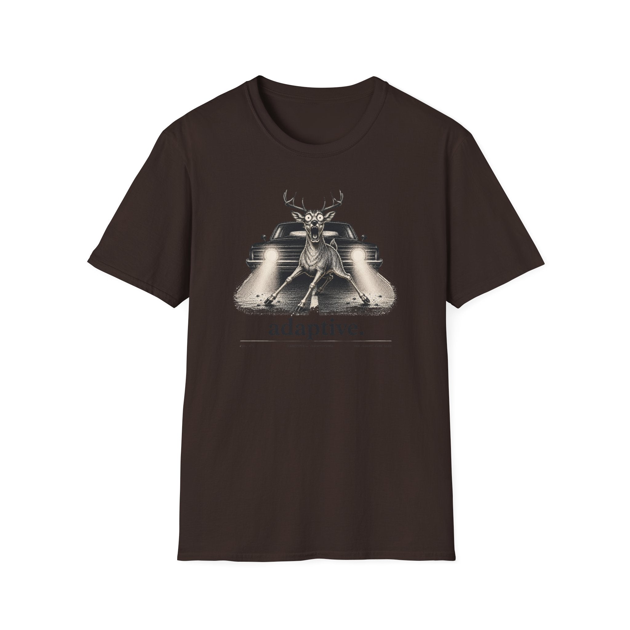 Adaptive Deer T‑Shirt — Vintage Stag Headlights Graphic Tee