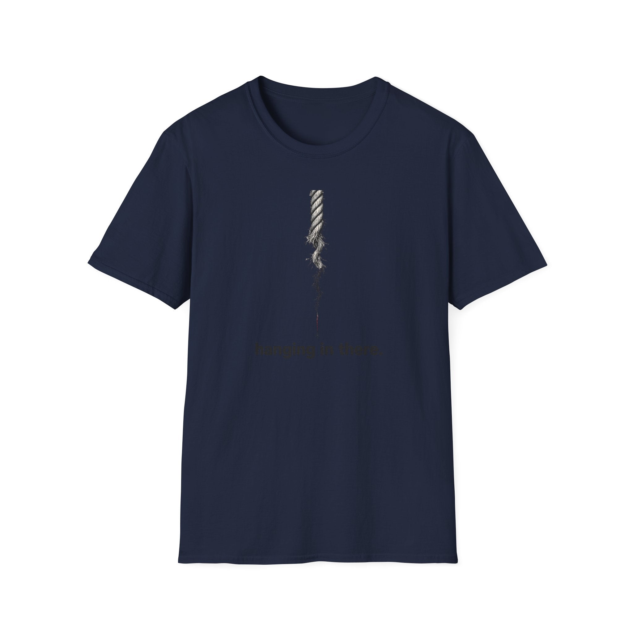 Hanging in There T-Shirt — Minimal Frayed Rope Mental Health Awareness Tee