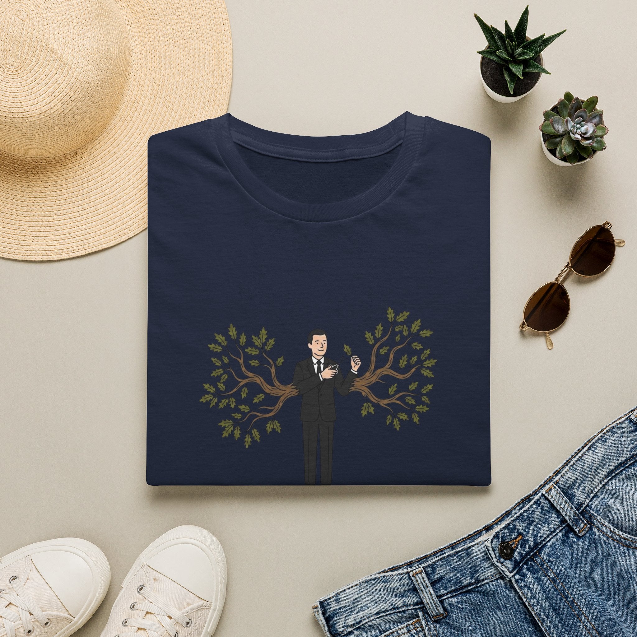 T-Shirt — 'Branching Out' Graphic Tee (Man with Tree Arms)