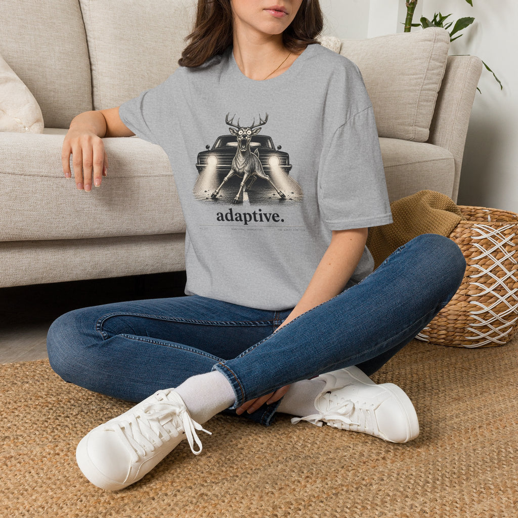 Adaptive Deer T‑Shirt — Vintage Stag Headlights Graphic Tee
