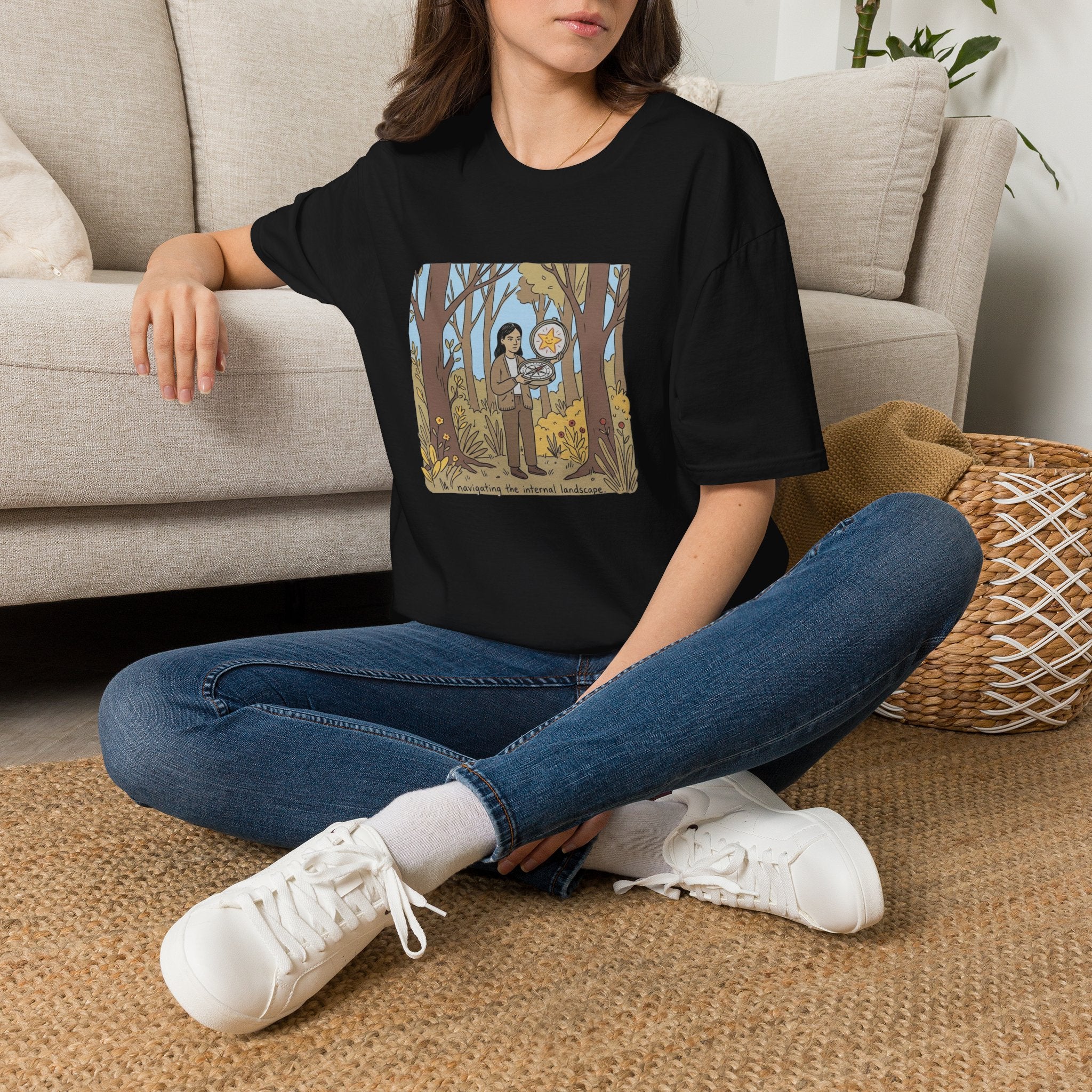 Sheriff Badge Forest Tee — Retro Ranger Woman Holding Star Badge