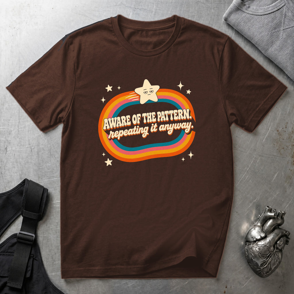 Aware Of The Pattern T-Shirt Dark Chocolate tee