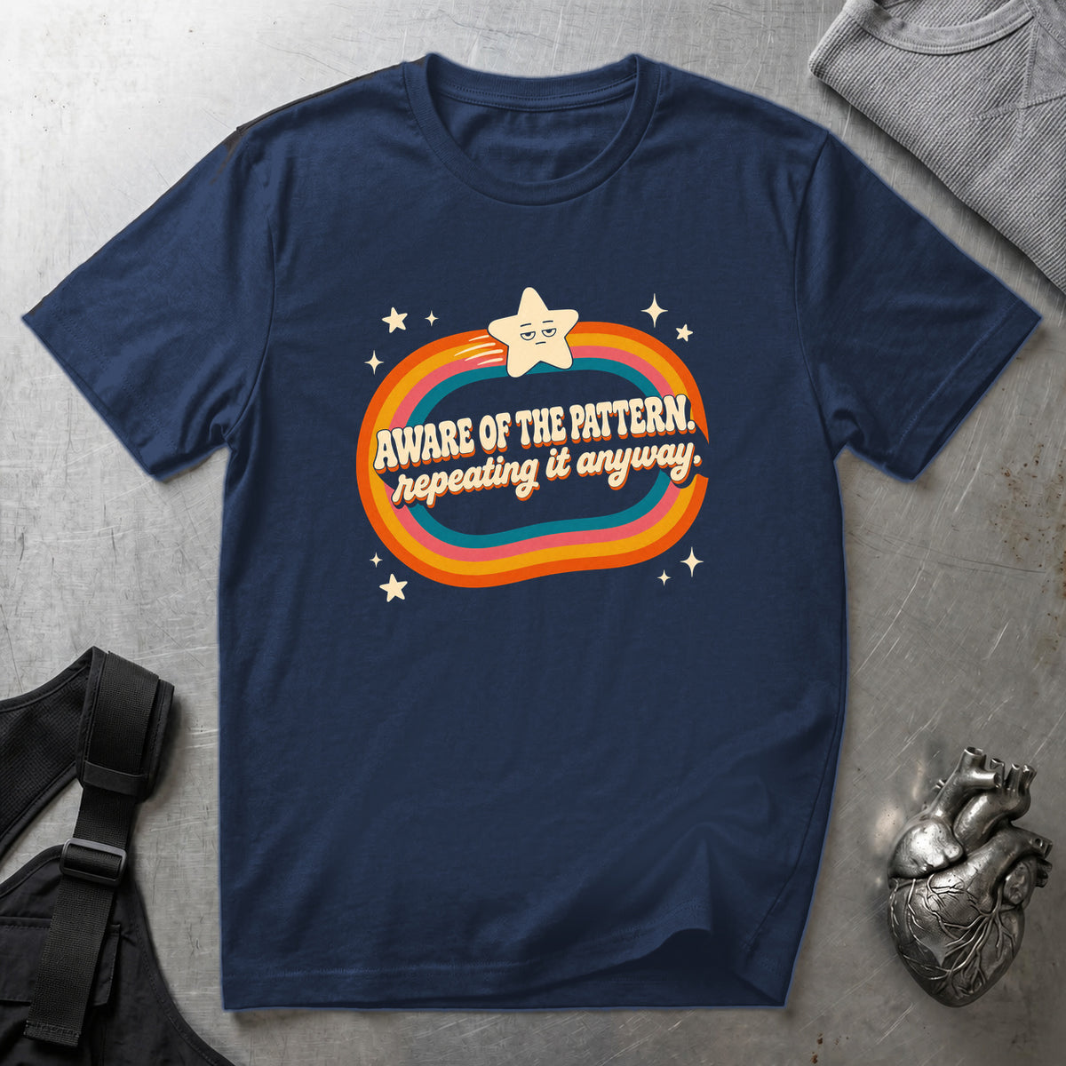 Aware Of The Pattern T-Shirt Navy tee