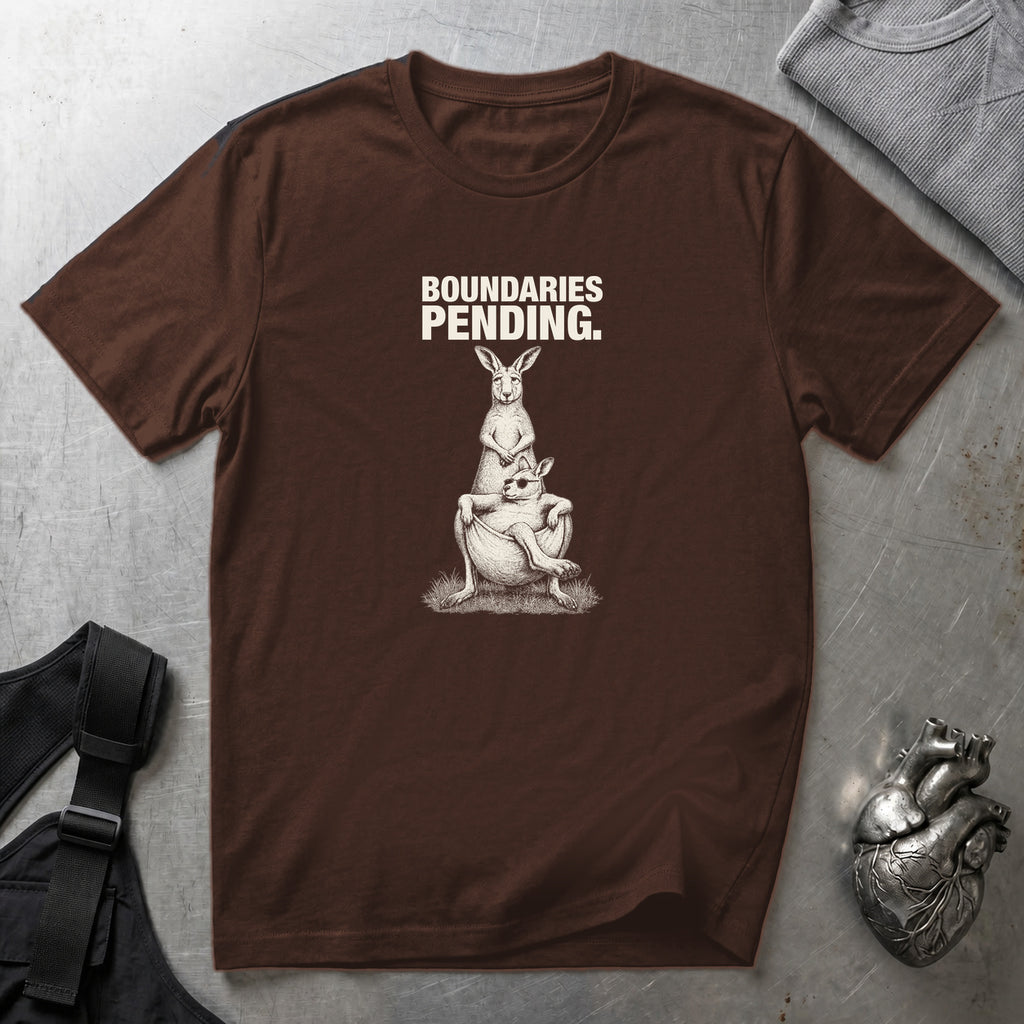 Boundaries Pending Kangaroo T-Shirt Dark Chocolate tee
