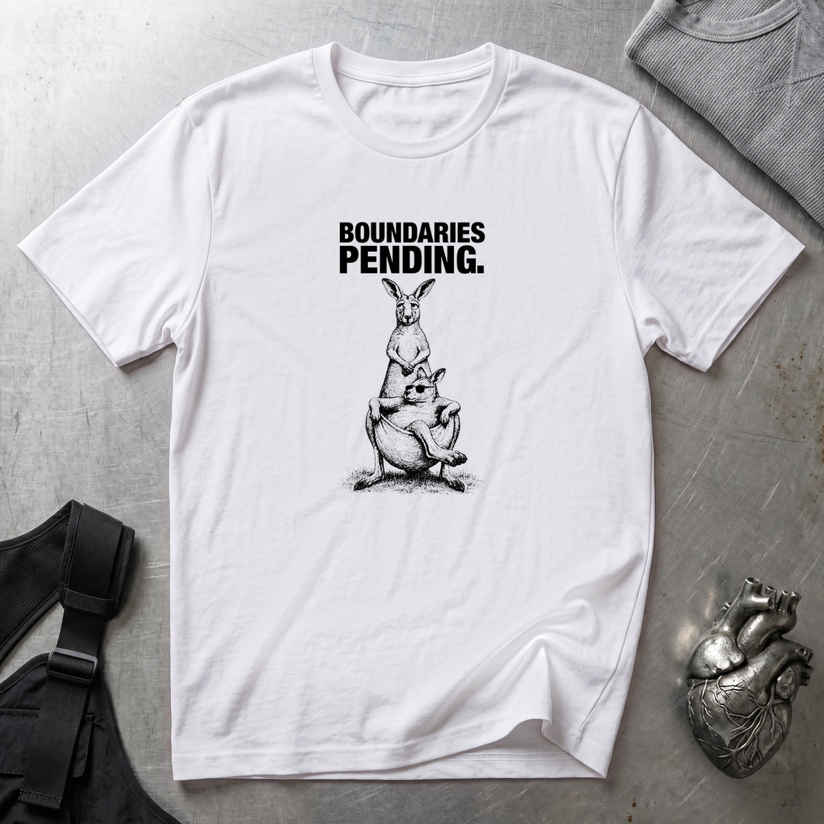 Boundaries Pending Kangaroo T-Shirt White tee