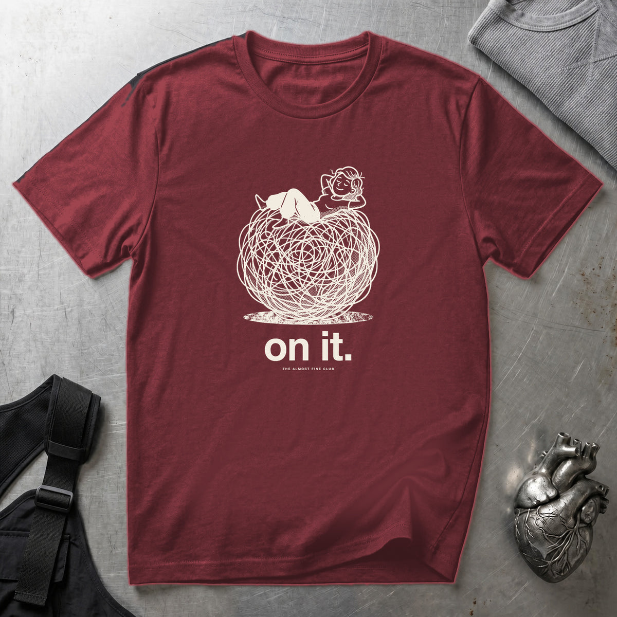 On It Again T-Shirt Maroon tee